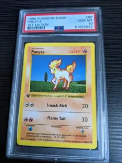 1999 POKEMON BASE SET 1ST EDITION #60 PONYTA PSA 10 GEM MINT - Image 1