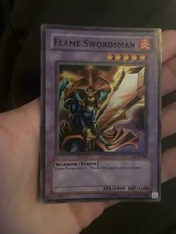 Original Print Flame Swordsman LOB-003 Unlimited Super Rare Yugioh MP - Image 1