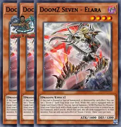 Yugioh! 3x DoomZ VII Seven - Elara DOOD-EN010 Super Rare 1st Ed NM - Image 1