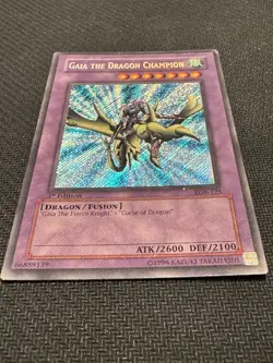 Yugioh Gaia The Dragon Champion LOB-125 Secret Rare 1st Edition Glossy LP - Image 3