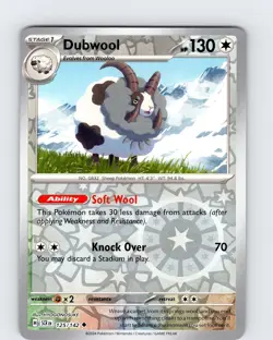 Pokemon TCG Dubwool S&V Stellar Crown 125/142 Reverse Holo Uncommon Card NM - Image 1