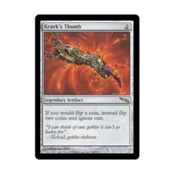 WOTC MtG Mirrodin Krark's Thumb (R) EX - Image 1