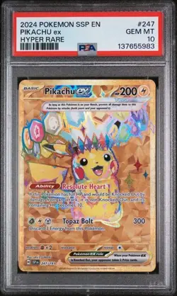 Pokemon Pikachu ex Surging Sparks Hyper Rare #247 PSA 10 Gem Mint - Image 1