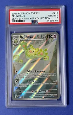 2025 Pokemon SVP EN Reuniclus Blk Tech Sticker Collection #212 PSA 10 GEM MT - Image 1