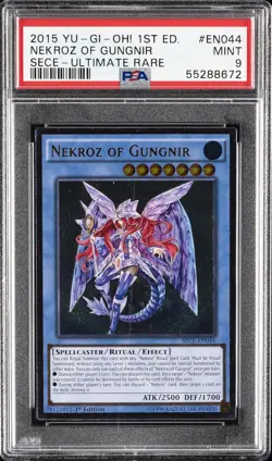 2015 YU-GI-OH! SECE-SECRETS OF ETERNITY #EN044 NEKROZ OF GUNGNIR PSA 9 - Image 1