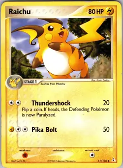 Raichu 51/110 Uncommon Holon Phantoms Pokemon Moderately Played - Image 1