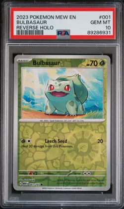 BULBASAUR 2023 POKEMON 151 REVERSE HOLO 001/165 PSA 10 English Card Low pop - Image 1