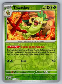 Thwackey 015/167 Reverse Holo Common Twilight Masquerade Pokemon NM - LP - Image 1