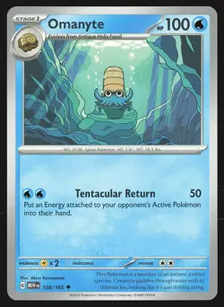 SV: Scarlet & Violet 151 Omanyte #138/165 Uncommon Pokemon Card - Image 1