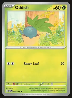 SV: Scarlet & Violet 151 Oddish #043/165 Common Pokemon Card - Image 1