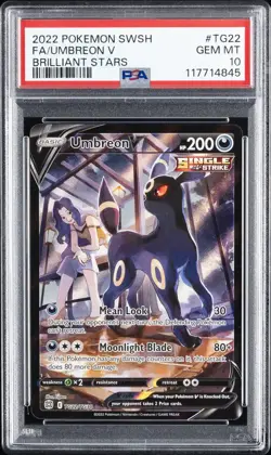 2022 POKEMON SWORD & SHIELD BRILLIANT STARS #TG22 FULL ART/UMBREON V PSA 10 - Image 1