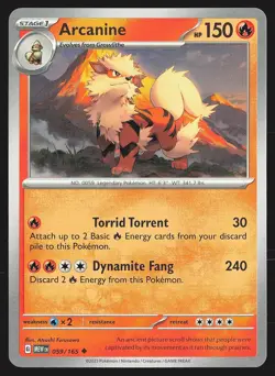 SV: Scarlet & Violet 151 Arcanine #059/165 Uncommon Pokemon Card - Image 1