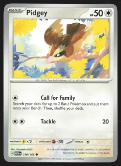 SV: Scarlet & Violet 151 Pidgey #016/165 Common Pokemon Card - Image 1