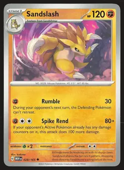 SV: Scarlet & Violet 151 Sandslash #028/165 Uncommon Pokemon Card - Image 1