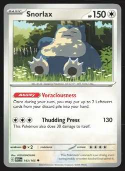 SV: Scarlet & Violet 151 Snorlax #143/165 Uncommon Pokemon Card - Image 1