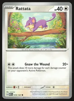 SV: Scarlet & Violet 151 Rattata #019/165 Common Pokemon Card - Image 1