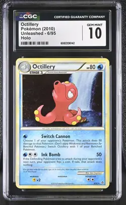 CGC 10 GEM MINT Octillery 2010 Unleashed 6/95 Holo Pokemon Card - Image 1