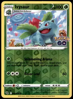 Ivysaur 002/078 Uncommon Pokemon GO Pokemon Reverse Holo Near Mint - Image 1