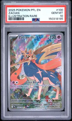 2025 Pokemon Phantasmal Flames Zacian 100/094 Illustration Rare PSA 10 - Image 1