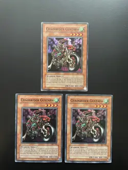 Yugioh Chaosrider Gustaph IOC-018 Super Rare Unlimited Edition MP/HP X3 - Image 1