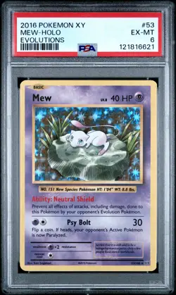 2016 POKEMON XY EVOLUTIONS #53 MEW-HOLO PSA 6 - Image 1