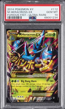 2014 POKEMON XY FURIOUS FISTS ULTRA RARE #112 M HERACROSS EX PSA 10 - Image 1