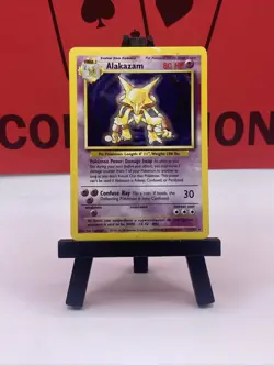 Alakazam 1/102 Base Set Holo Rare 1999 WOTC Pokemon TCG MP - Image 2