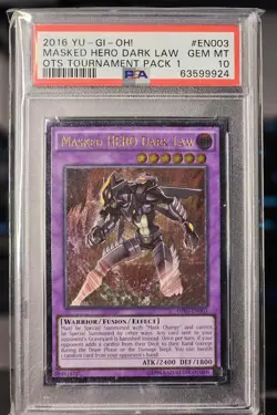 2016 Yugioh Masked Hero Dark Law OTS Ultimate Rare #OP01-EN003 Psa 10 - Image 1