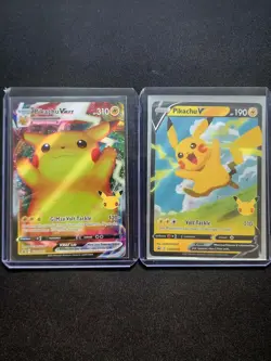 Pikachu VMAX SWSH062 / Pikachu V Promo SWSH143 (Celebrations 2x Card Combo) - Image 1