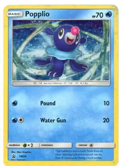 Popplio SM24 Sun & Moon Black Star Promo Holo Pokemon Card LP - Image 1