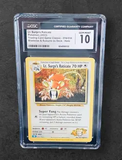 Pokemon Trading Card Game Classics Lt. Surge’s Raticate Gem Mint 10! 🔥 - Image 1