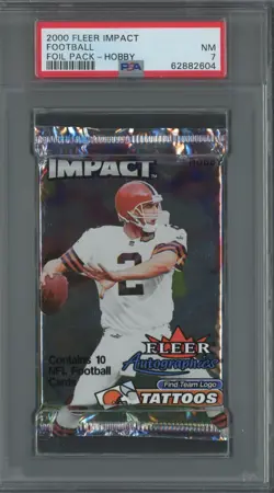 2000 Fleer Impact Football Hobby Foil Pack - PSA 7 - Sealed - Tom Brady RCU - Image 1