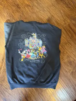 DISNEYLAND 50TH ANNIVERSARY DISNEY BLACK ZIP UP HOODIE SWEATSHIRT CASTLE Fits L - Image 1