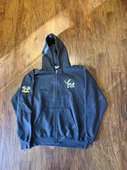 DISNEYLAND 50TH ANNIVERSARY DISNEY BLACK ZIP UP HOODIE SWEATSHIRT CASTLE Fits L - Image 2