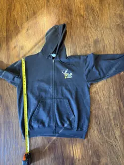 DISNEYLAND 50TH ANNIVERSARY DISNEY BLACK ZIP UP HOODIE SWEATSHIRT CASTLE Fits L - Image 3