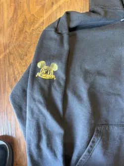 DISNEYLAND 50TH ANNIVERSARY DISNEY BLACK ZIP UP HOODIE SWEATSHIRT CASTLE Fits L - Image 5