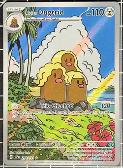 Alolan Dugtrio Illustration Rare Pokemon Surging Sparks Card 208/191 - Image 1