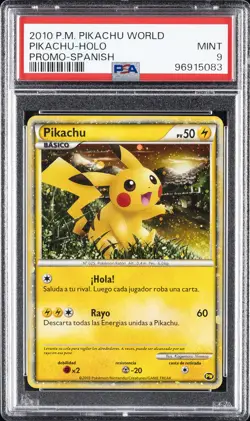 2010 POKEMON WORLD COLL SPANISH PIKACHU-HOLO PSA 9 - Image 1