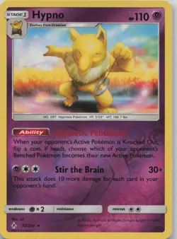 Hypno 72/214 Rare Unbroken Bonds Pokemon Reverse Holo Near Mint - Image 1