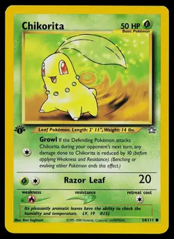 Pokemon Card - Chikorita Neo Genesis 54/111 Common 1st Edition - Image 1