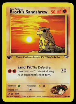 Pokemon Card - Brock's Sandshrew Gym Heroes 72/132 1st Edition Common - Image 1