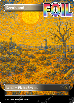 Scrubland FOIL Original Dual Land Proxy Card Custom Van Gogh Painting Art Design - Image 1
