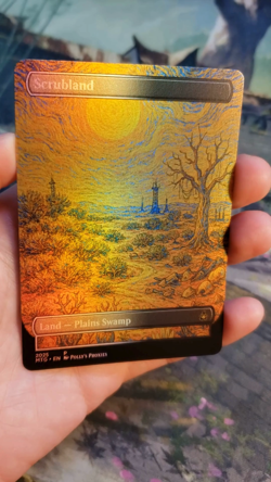 Scrubland FOIL Original Dual Land Proxy Card Custom Van Gogh Painting Art Design - Image 2