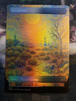 Scrubland FOIL Original Dual Land Proxy Card Custom Van Gogh Painting Art Design - Image 3