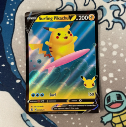 Surfing Pikachu V 008/025 Holo Celebrations 25th Anniversary Pokemon Card NM/LP - Image 1