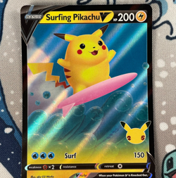 Surfing Pikachu V 008/025 Holo Celebrations 25th Anniversary Pokemon Card NM/LP - Image 2