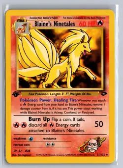 Blaine's Ninetales 21/132 Rare Gym Challenge Pokemon 1st Edition Near Mint - Image 1
