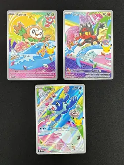 Pokemon TCG First Partner Illustration Collection Series 1 Alola Gen 7 Starters - Image 1
