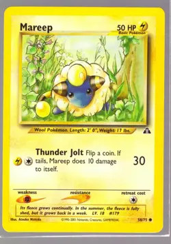 Pokemon Mareep 58/75 Neo Discovery 2001 WOTC - Image 1