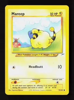 Mareep 75/105 Common Neo Destiny Pokemon Unlimited Moderately Played - Image 1